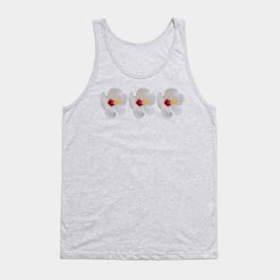 Three White Hibiscus Flowers Floral Photo Tank Top